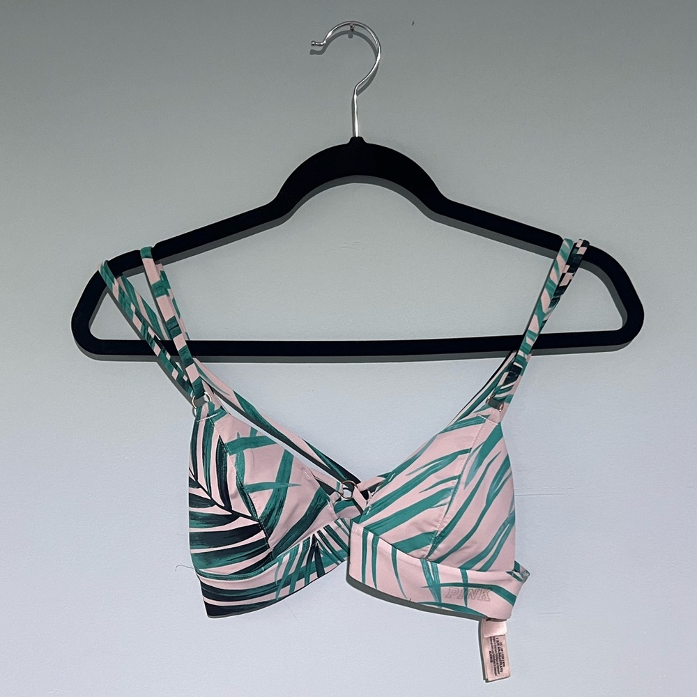 PINK Victoria's Secret Teal and White Leaf Bralette